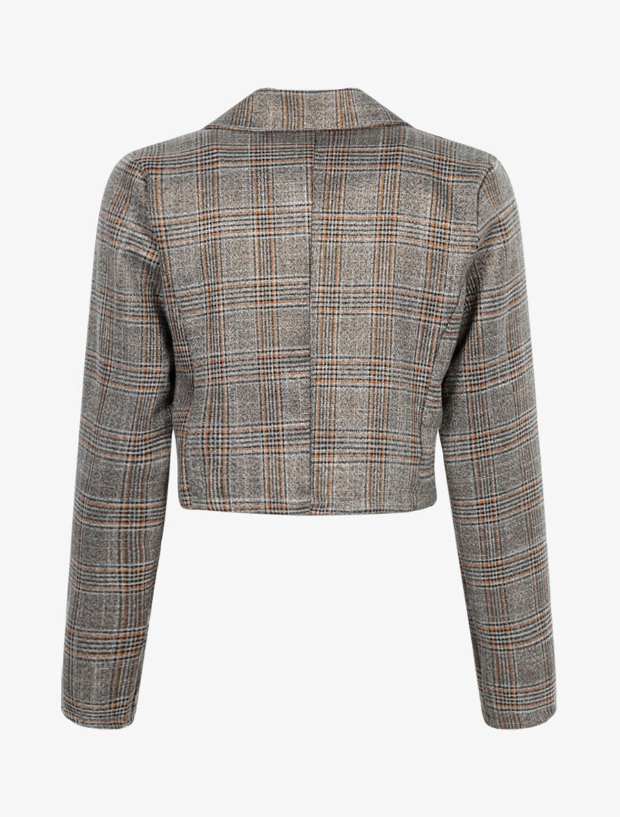 Veste courte irisée à imprimé tartan - Or - 2