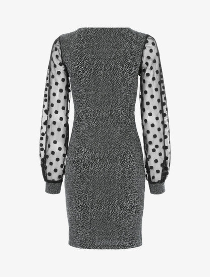 Robe irisée à manches ajourées - Argent - 2