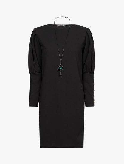 Robe à manches bishop drapées - Noir - 1