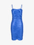 Robe satinée à fronces - Bleu électrique - 1