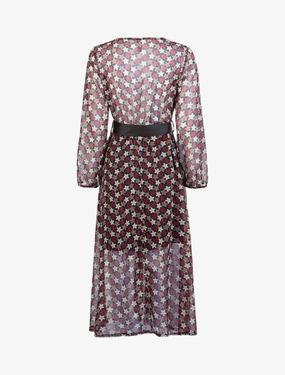 Robe longue à imprimé fleuri - Bordeaux - 2