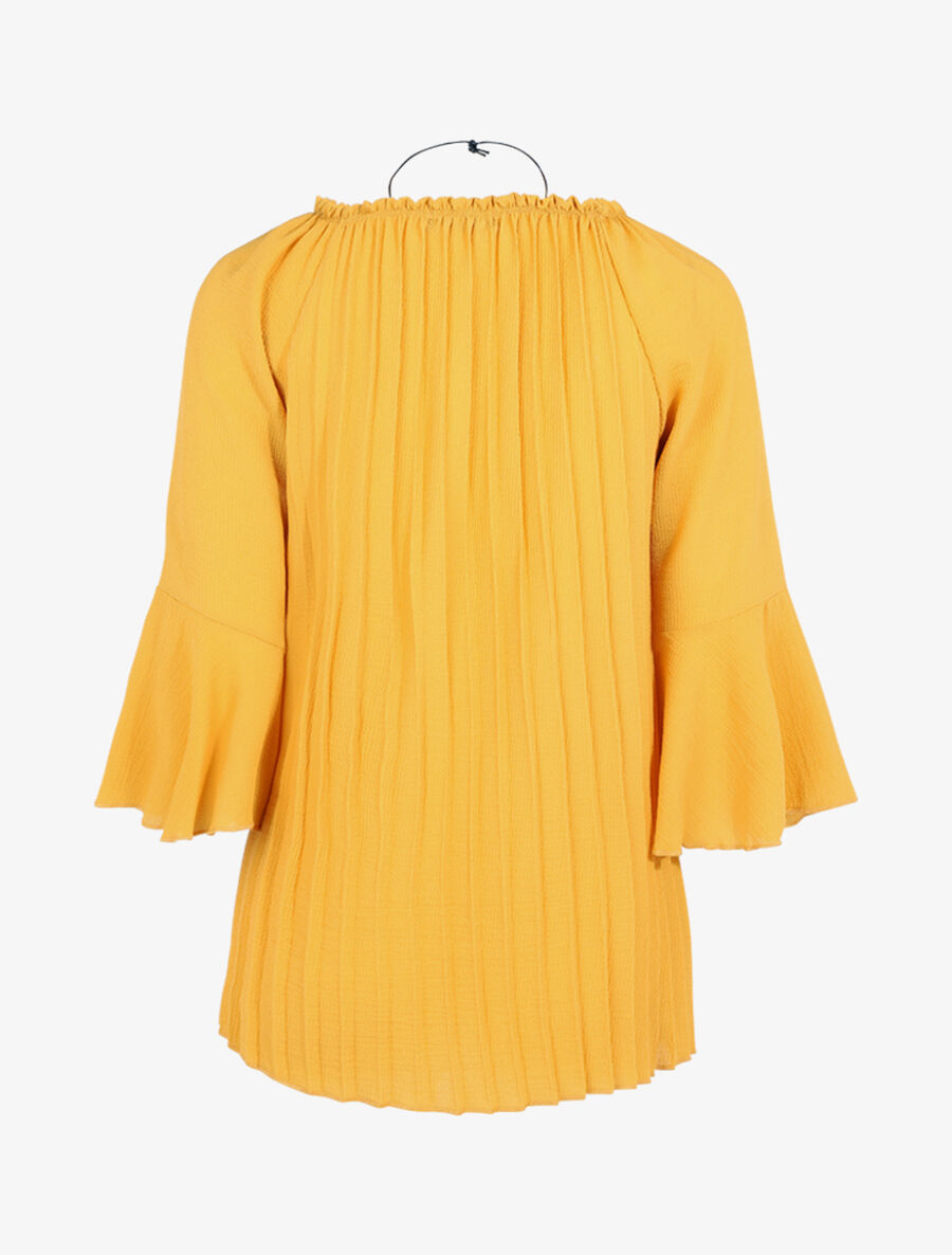 Blouse gaufrée avec sautoir - Jaune - 2