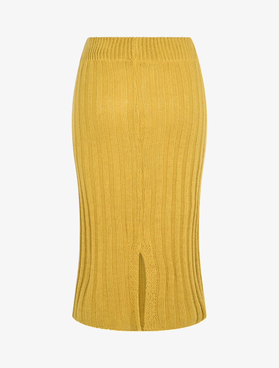 Jupe coupe droite en maille - Jaune - 2
