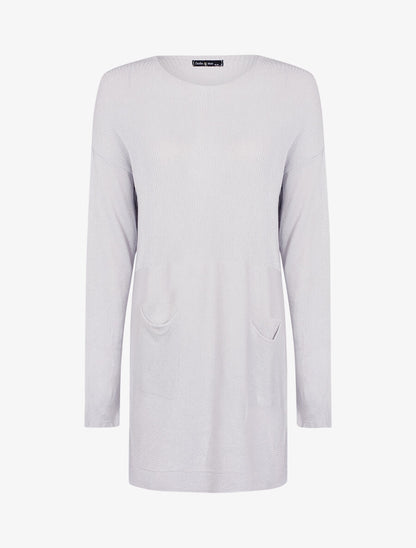 Robe pull à grandes poches - Gris clair - 1