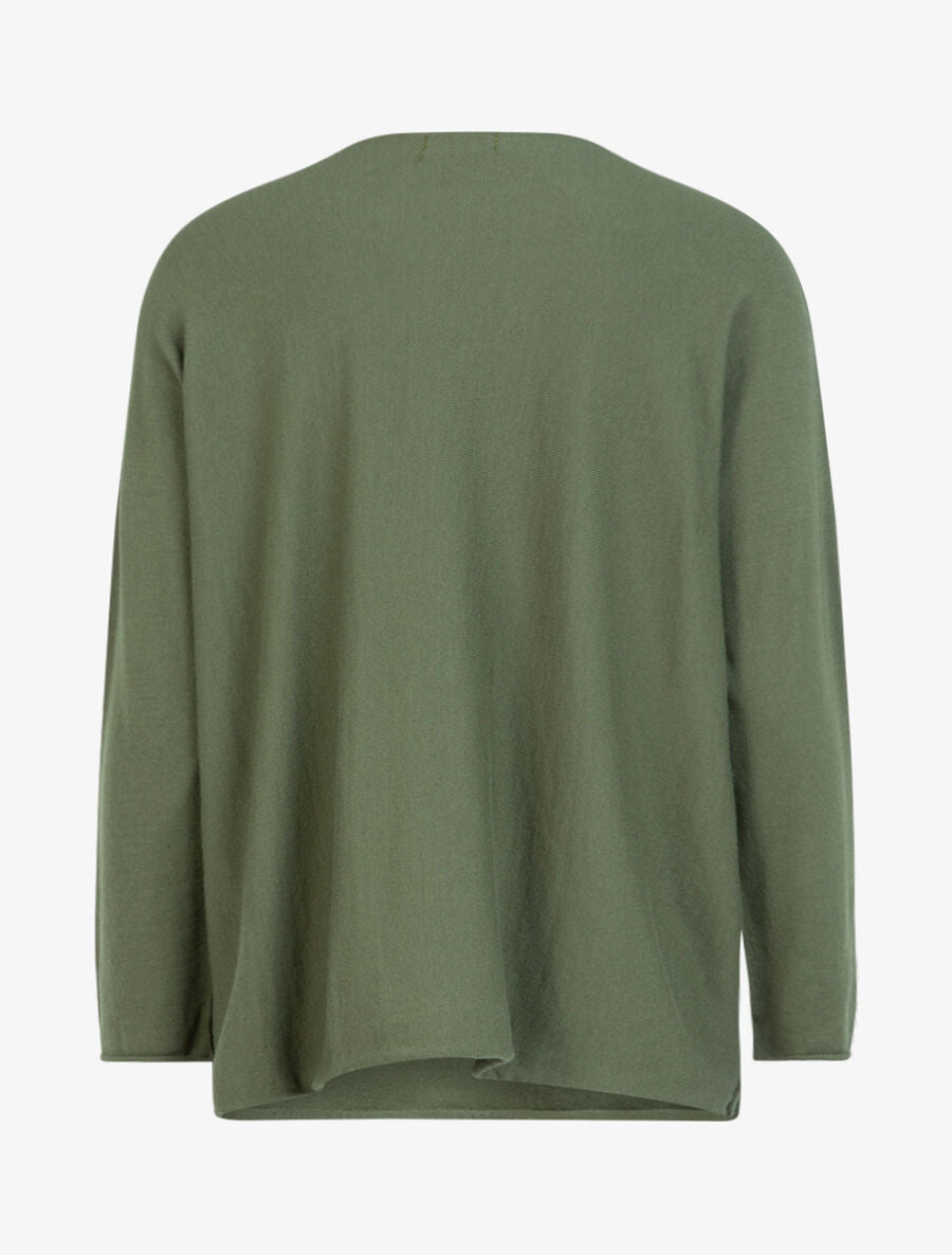 Pull en maille douce floquée - Vert olive - 2