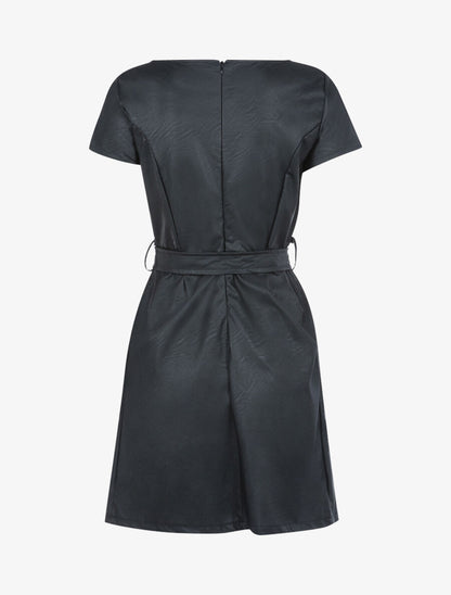 Robe classique en simili - Noir - 2