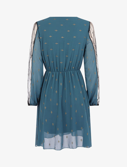 Robe à imprimé losanges irisés - Bleu pétrole - 2