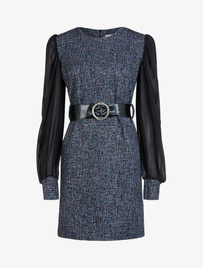 Robe en maille texturée multicolore - Marine - 1