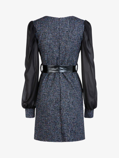 Robe en maille texturée multicolore - Marine - 2