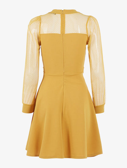 Robe à décolleté en tulle - Jaune - 2