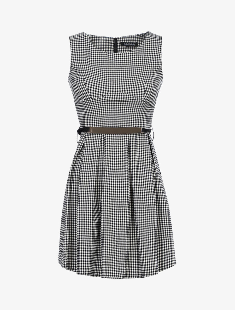 Robe patineuse à carreaux - Noir - 1