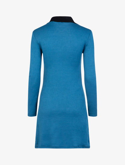 Robe à bande dentelle - Bleu - 2