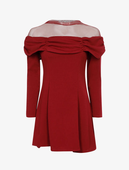 Robe buste à plis - Lie de vin - 1