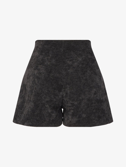 Short taille haute en velours côtelée - Noir - 2