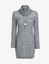 Robe en maille texturée et sautoir - Gris foncé - 1