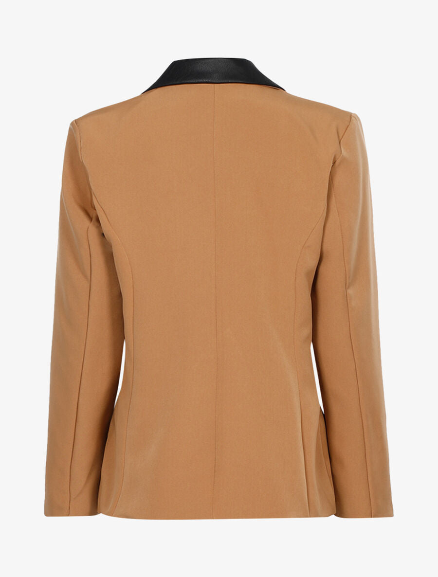 Veste croisée à encolure simili - Camel - 2