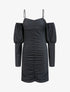 Robe pailletée à épaules nues - Noir - 1