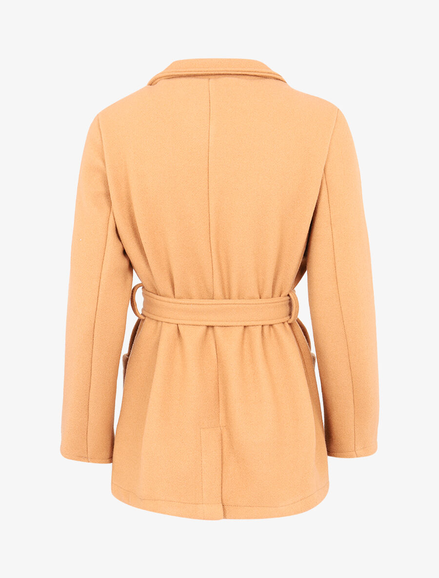 Manteau à bouton contrastant - Camel - 2