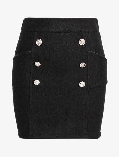 Jupe ceinturée en maille - Noir - 1