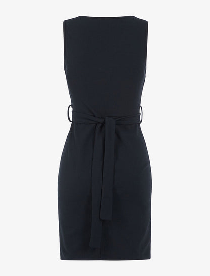 Robe ajustée ceinture à nouer au dos - Noir - 2