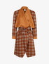 Veste longue oversize à imprimé tartan - Camel - 1
