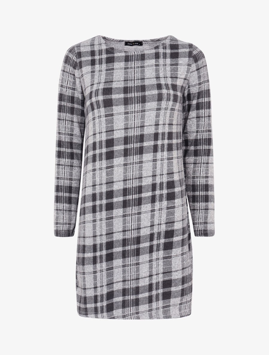 Robe à imprimé tartan - Gris clair - 1
