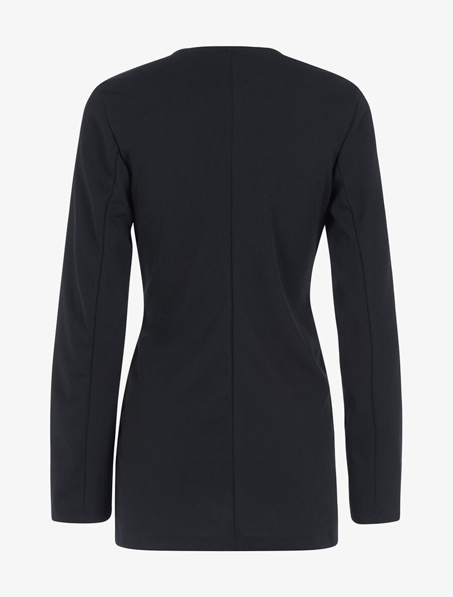 Veste mi longue à fausses poches zippées - Noir - 2