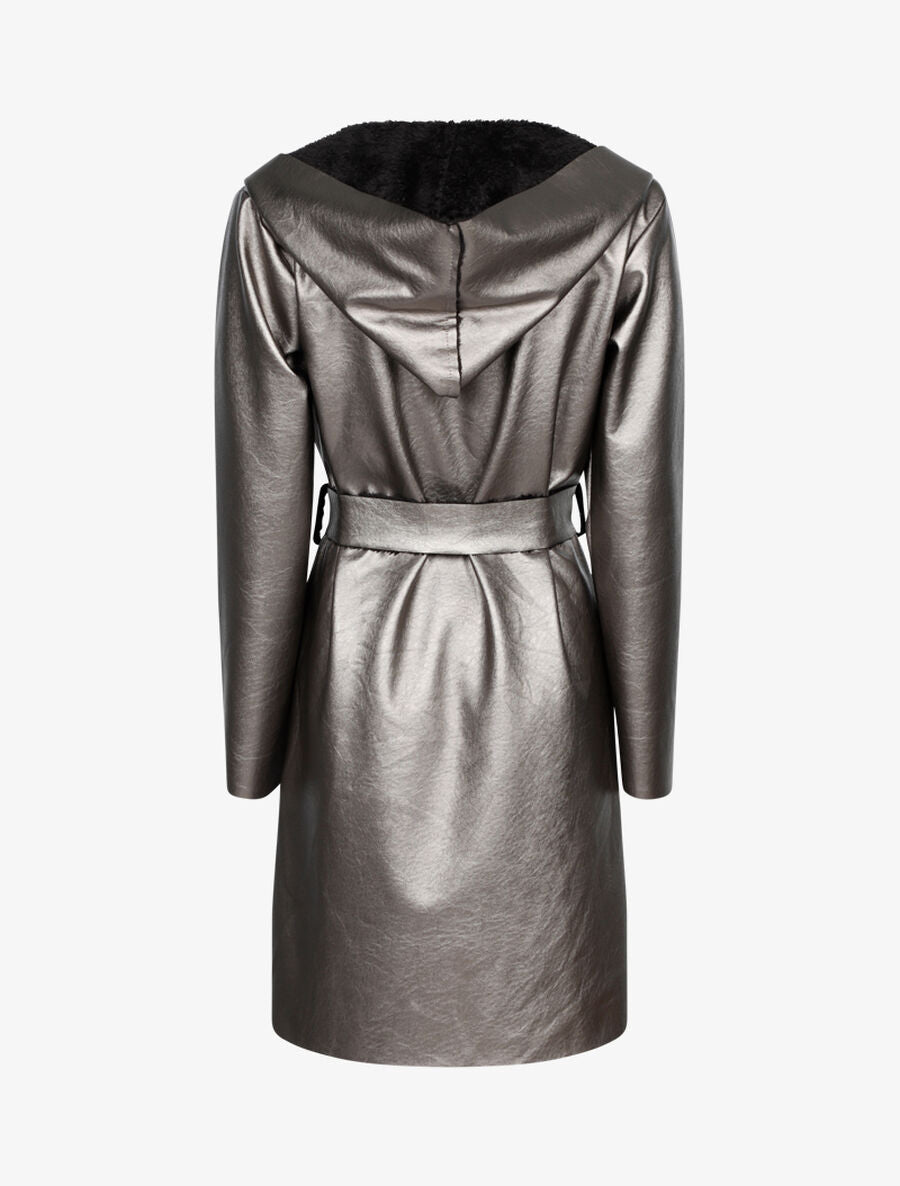 Veste droite style cuir retourné - Bronze - 2
