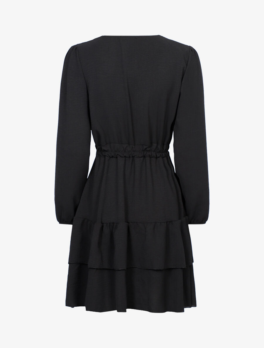 Robe légère à buste boutonné en V - Noir - 2