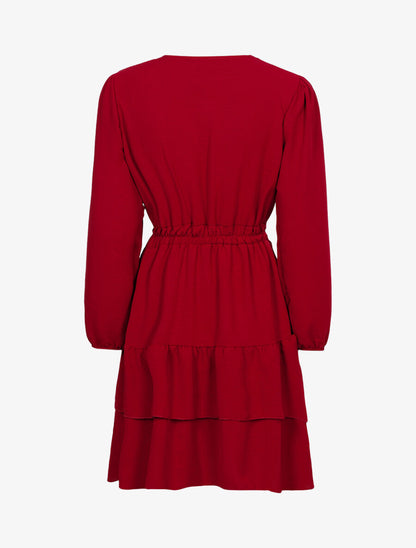 Robe légère à buste boutonné en V - Lie de vin - 2