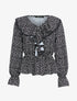 Blouse à jabot imprimé à pois - Noir - 1