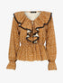 Blouse à jabot imprimé à pois - Camel - 1