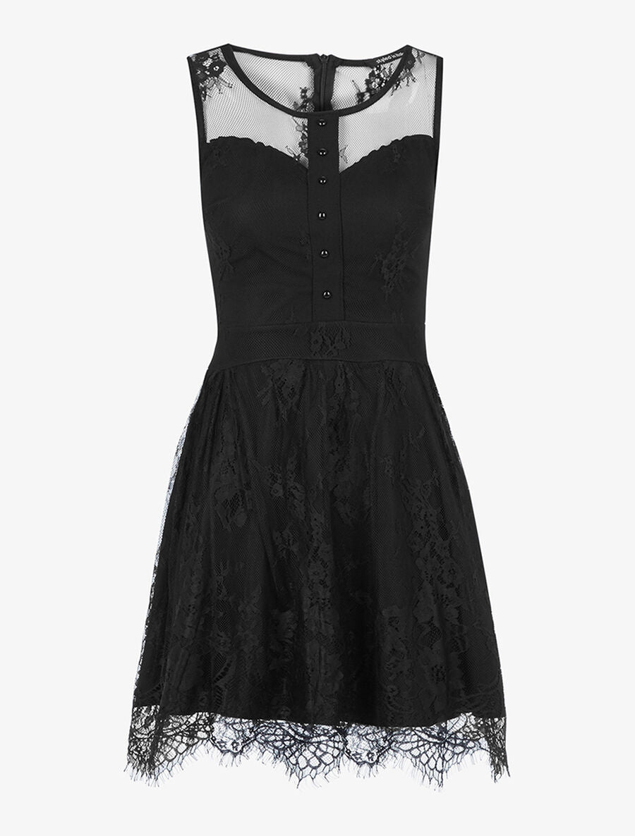 Robe effet dentelle doublé - Noir - 1