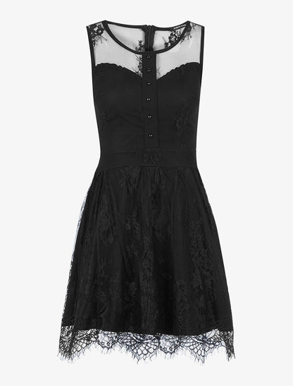 Robe effet dentelle doublé - Noir - 1
