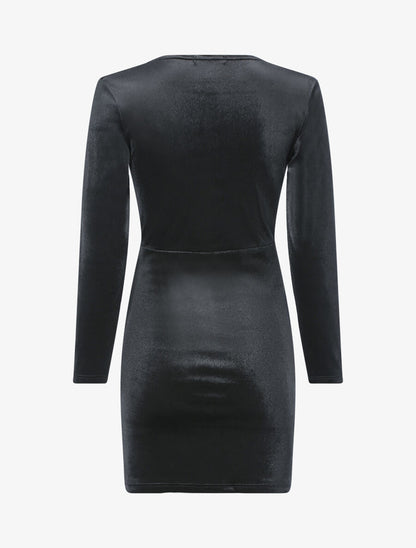 Tunique style robe effet velours - Noir - 2