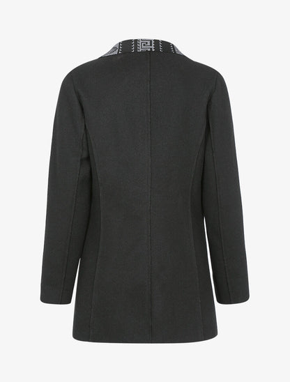 Manteau fin à intérieur imprimé - Noir - 2