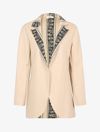 Manteau fin à intérieur imprimé - Beige - 1