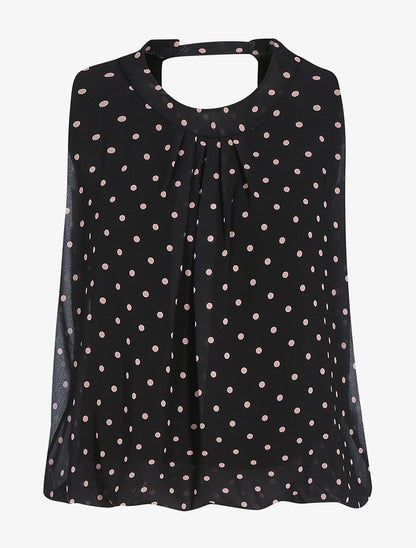 Top à imprimé pois - Noir - 1
