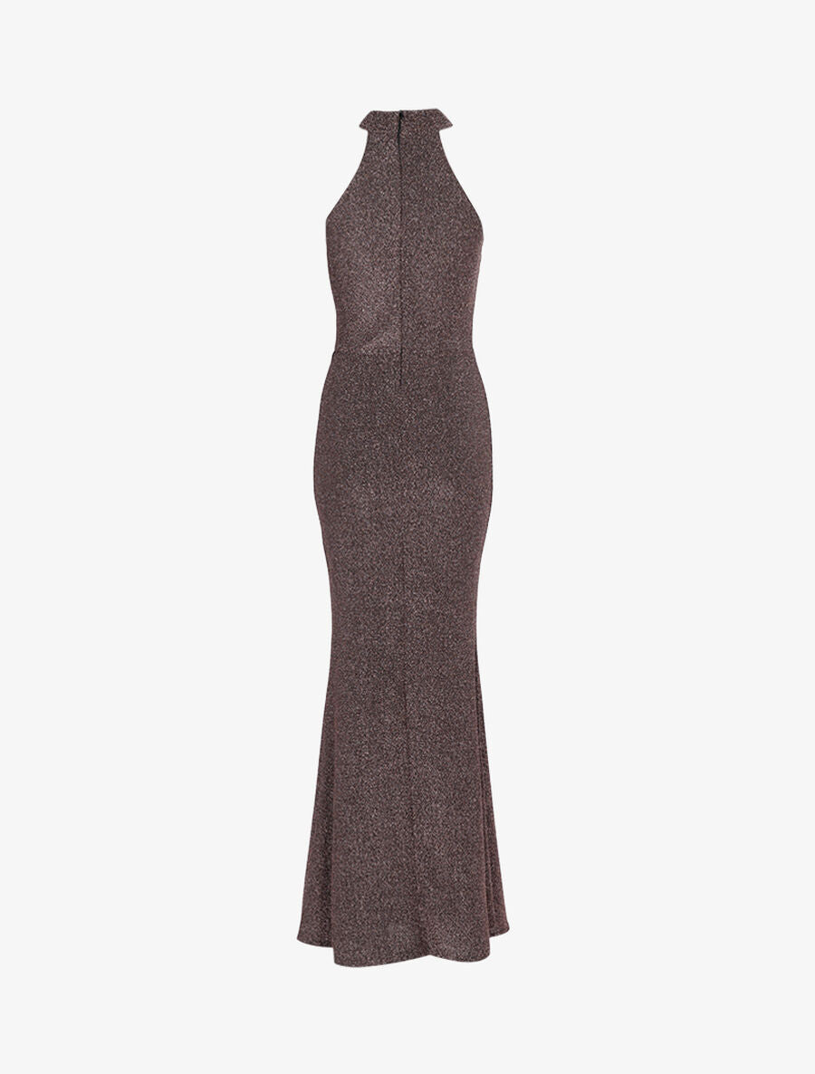 Robe sirène pailletée à encolure américaine - Rose - 2
