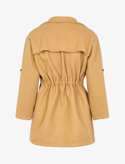 Manteau ouvert à cordons de serrage - Camel - 2