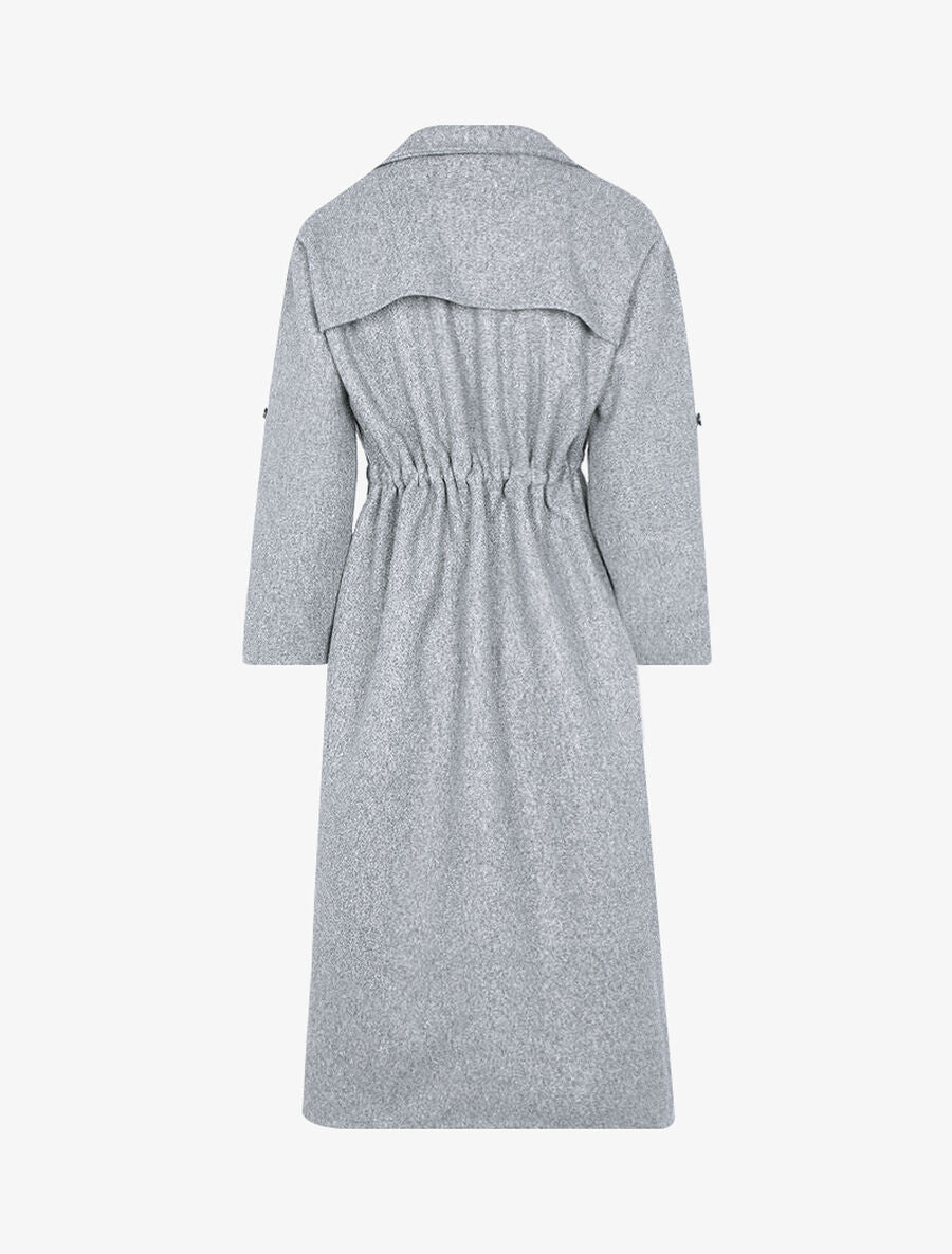 Manteau long à cordons de serrage - Gris clair - 2