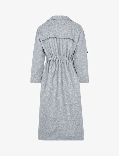 Manteau long à cordons de serrage - Gris clair - 2