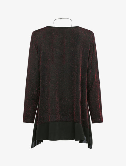 Tunique pailletée oversize à bords asymétrique - Rouge - 2