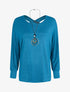 Pull dolman à dos croisé - Turquoise - 1