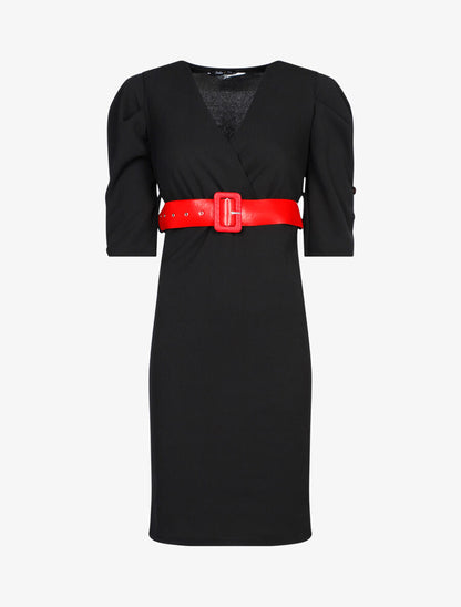 Robe à taille empire ceinturée - Noir - 1