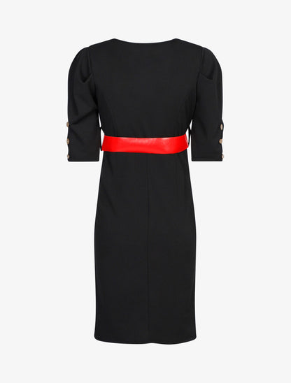 Robe à taille empire ceinturée - Noir - 2