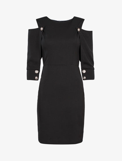 Robe à manches boutonnées - Noir - 1