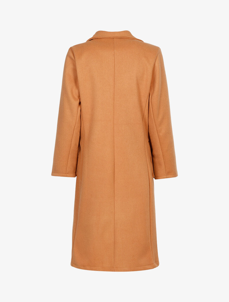 Manteau long en feutre à poches plaquées - Camel - 2