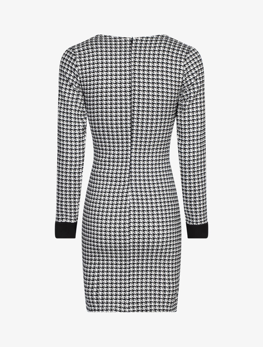 Robe chic imprimé pied de poule - Noir - 2