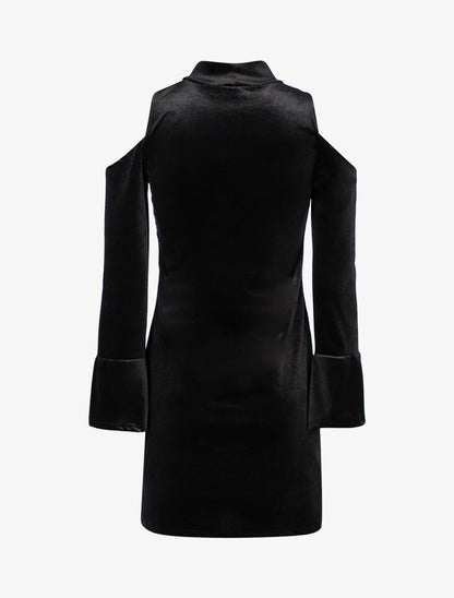 Robe en velours à épaules nues - Noir - 2